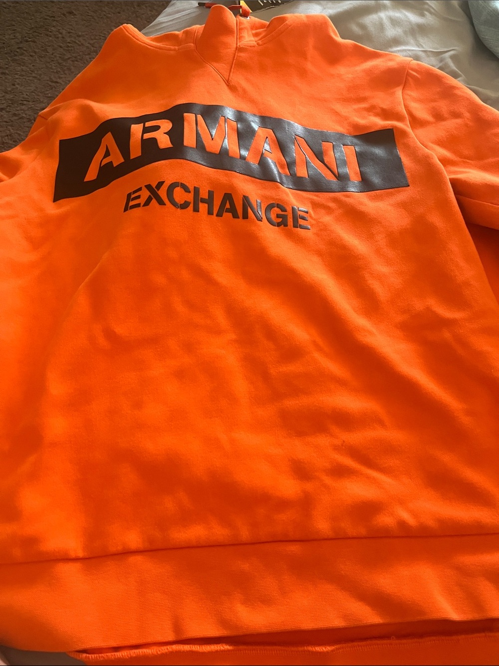 Armani Exchange Orange Pullover with Black Logo